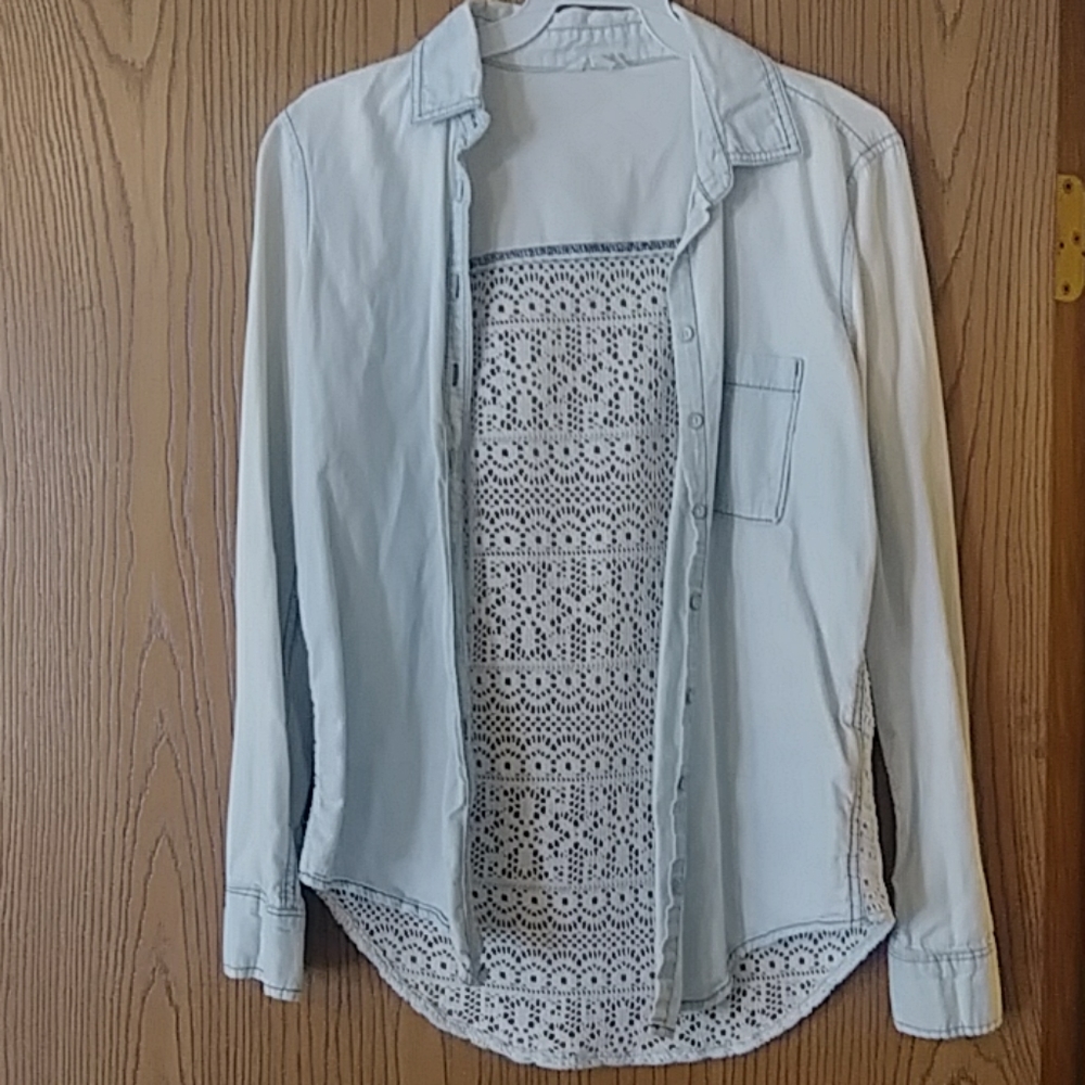 Lace Back Button Up